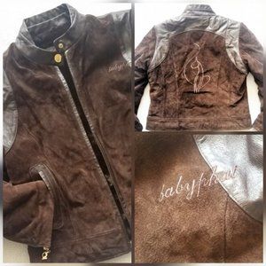 Baby Phat Genuine Leather Jacket Biker Cat Kitty L